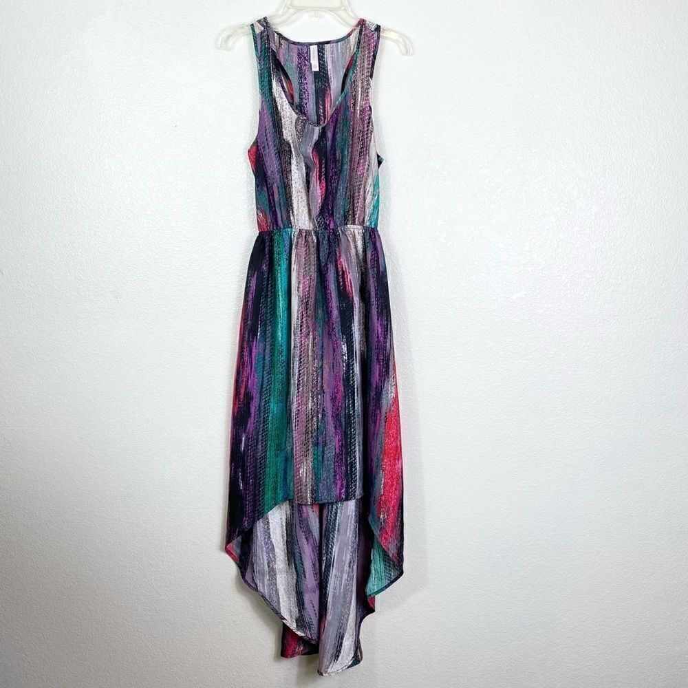 Xhilaration Multicolored Striped High Low Racerback Dress - Picture 3 of 5